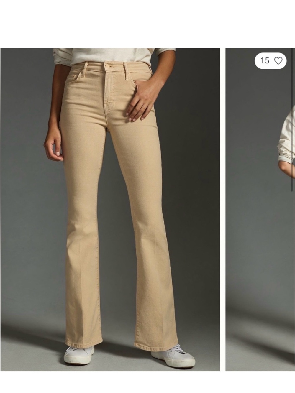 MOTHER Beige High-Rise Flare Jeans